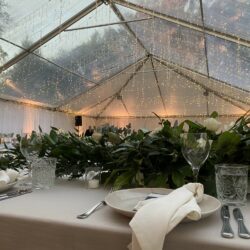 Fairy lighting in a marquee